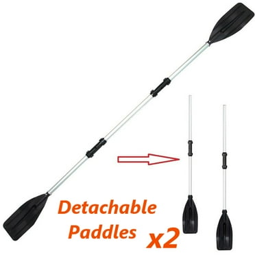 Kayak Paddle, Detachable 2 in 1 Lightweight Ribbed Blade Aluminium Alloy Canoe Boat Oars with Anti-Slip Grip