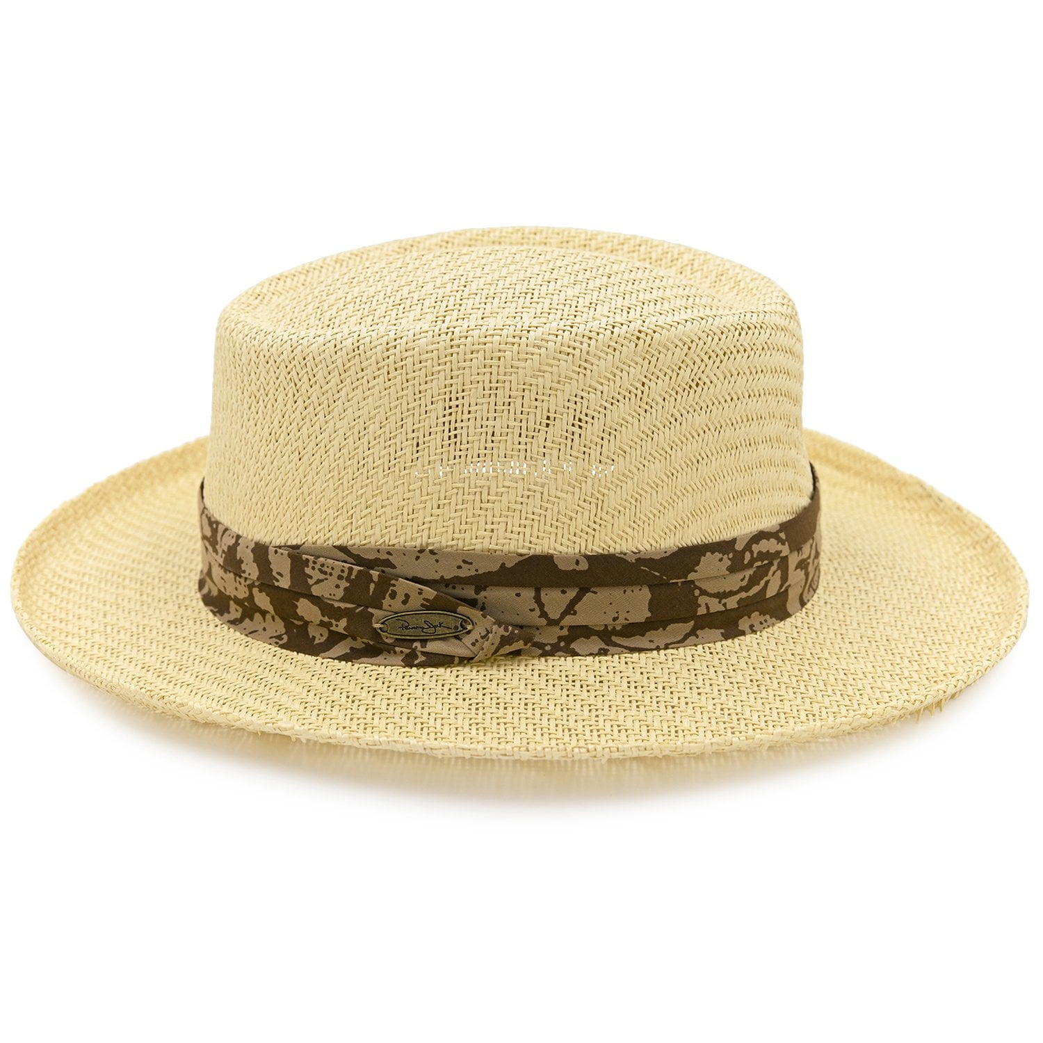 Panama Jack Gambler Straw Hat - Lightweight, 3" Big Brim, Inner Elastic Sweatband, 3-Pleat Ribbon Hat Band (Brown, Large/X-Large)