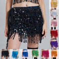 thumbnail image 2 of DHFJKG Skirts For Women Low Rise Glitter Sparkly Sequins Tassels Mini Skirt Belly Dance Carnival Performence Wear Cozy Skirt, 2 of 6