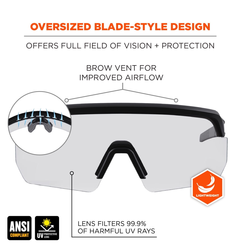 Ergodyne Skullerz Aegir Safety Glasses Clear Lens Matte Black Frame Anti-Fog
