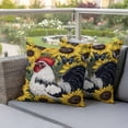 thumbnail image 4 of Sunflower Rooster Pillow Covers 2 Pack Farmhouse Animal Rustic Butterfly Floral Country Pillowcase Waterproof Outdoor Throw Pillow Cover for Patio Garden Square Cushion 18”x18”, 4 of 9