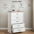 thumbnail image 4 of EastVita Dresser for Bedroom with 5 Drawers,Tall Wood Drawer Dresser Chest of Drawers for Closet,Living Room,Hallway,Nursery,Kids Bedroom,White, 4 of 6