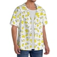 thumbnail image 2 of Sikiie Yellow Lemon Leaves Men's Wrinkle Free Untucked Cuban Shirt Business Casual Button Down Shirts Short Sleeve ShirtSmall, 2 of 5