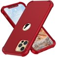 thumbnail image 1 of ORETech Étui Antichoc Compatible pour iPhone 12 Pro Max avec [2 x Protecteur d'Écran en Verre Trempé] Étui Rigide PC Souple en Silicone pour iPhone 12 Pro Max 6.7 Pouces Rouge, 1 of 7