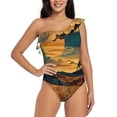 thumbnail image 2 of Picia Sunset Desert Journey Pattern Women's One Piece Swimsuits,One Shoulder Swimwear Asymmetric ,Ruffle Monokinis Bathing Suits,High Waisted Flattering Bathing Suits-Large, 2 of 8