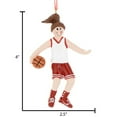 thumbnail image 6 of Personalized Basketball Ornament - Basketball Decor, Basketball Keepsake, Sports Ornaments for Christmas Tree, Personalized Basketball Gifts - Brunette Female Red Shorts - Free Customization, 6 of 10