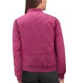 thumbnail image 2 of Women's Long Sleeve Full Zip Quilted Fleece Lined Puffer Bomber Jacket (Fuchsia, L), 2 of 3