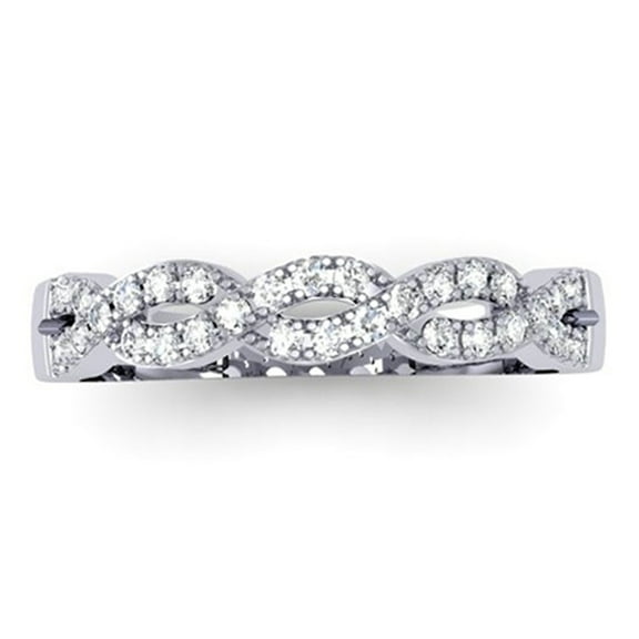 Dazzlingrock Collection 0.23 CT 14K Round White Diamond Wedding Band Ring, White Gold, Size 4.5