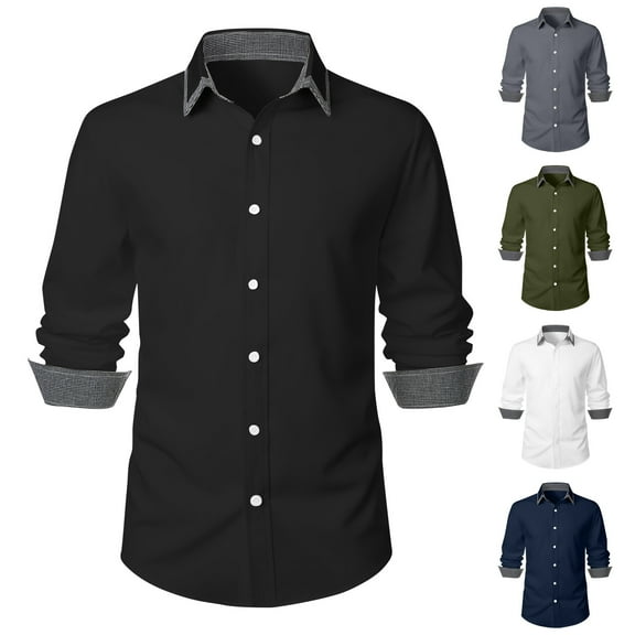 Casual Shirt For Men, Men's Lightweight Stretch Cotton Dress Shirts Casual Summer Long Sleeve Button Down Business Dress Shirt Mens Fashion Shirts