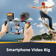 Zeadio Smartphone Camera Stabilizer with RGB Light & Microphone, Compatible with DSLR, iPhone & Android