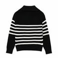 thumbnail image 3 of Sweaters For Women Trendy Sevevn Women's Striped Quarter Zip Pullover Sweater Mock Neck Knit Fall Fashion Casual Sweater, 3 of 3