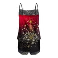 thumbnail image 4 of Puntoco Pijamas para mujer, conjunto de pijamas casuales con tirantes de encaje sexys de Navidad para mujer, camisetas sin mangas, pantalones cortos empalmados, 4 of 5