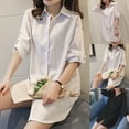 thumbnail image 6 of Women Girl Fashion White Black Long Sleeve V Neckline Slim Shirt Oversize Dress, 6 of 7