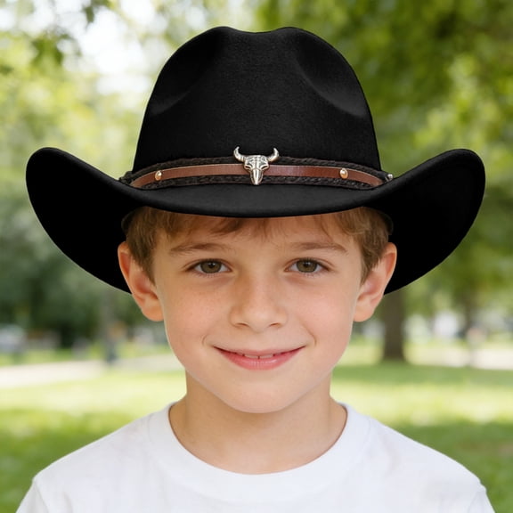 Cowboy Hats for Kids Party Kids Cowboy Hat for Boys Girls Western Felt Fedora Hat for 3-18 Years