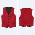 thumbnail image 4 of Boy's Button Formal Vest Solid Sleeveless Tuxedo Dress Waistcoat Wedding Part𝘆 Gentleman Christenings Formal Suits, 4 of 6