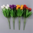 thumbnail image 5 of Artificial Flower 7 Small Tulips, Ongmies 7 Head Artificial Silk Fowers Bunch Wedding Home Outdoor Size 37Cm Avilable in 9 Colours, 1*Carnation, 5 of 9
