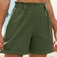 thumbnail image 4 of Ashirexll Women's Shorts, Summer Shorts for Women, Solid and Linen Summer Loose and Casual Comfortable Elastic Waist Wide Leg Pants Straight Leg Shorts, 4 of 7
