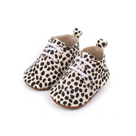 

SIMANLAN Newborn Crib Shoe Soft Sole Casual Sneaker Prewalker First Walking Shoes Toddler Boys & Girls Comfort Flats Unisex Baby Lace Up White Black Dots 6C