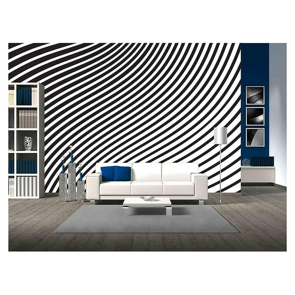 wall26 - Black and White Mobious Wave Stripe Optical Design Opart - Removable Wall Mural | Self-Adhesive Large Wallpaper - 100x144 inches