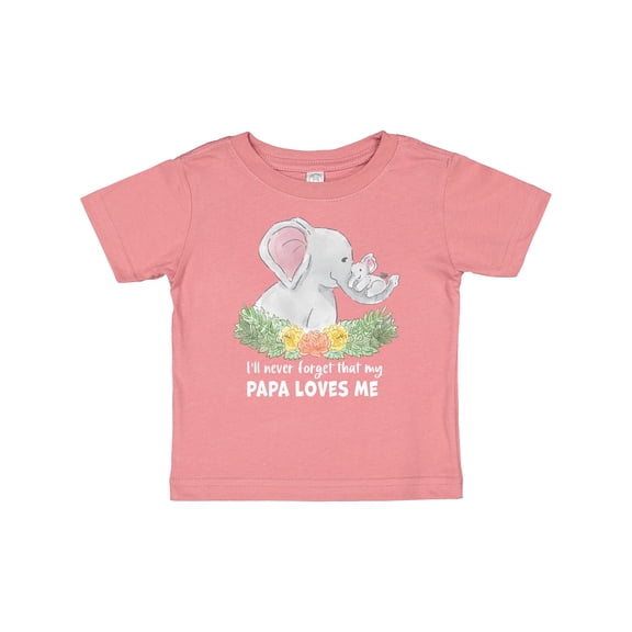 Inktastic I'll Never Forget That My Papa Loves Me with Cute Elephants Boys or Girls Baby T-Shirt