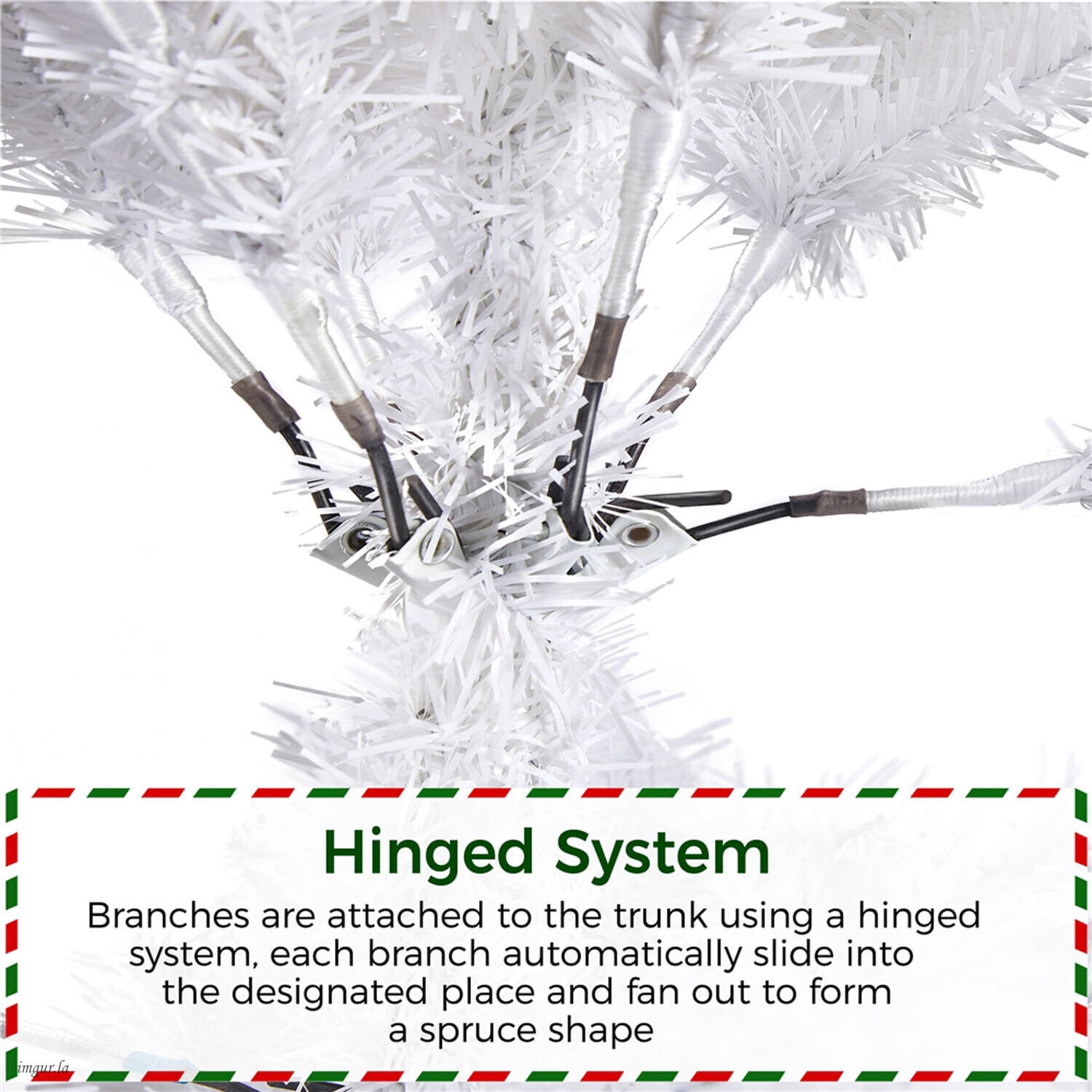 Alden Design 6FT Pre-lit Artificial Hinged Christmas Fir Tree with Stand and 300 LED Warm Lights,White