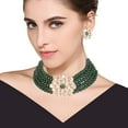 thumbnail image 5 of Sunsoul By Touchstone Indian Bollywood Handcrafted Floral Mughal Kundan Polki Look Faux Emerald Green Beads Strung Designer Jewelry Choker Necklace Set In Antique Gold Tone For Women., 5 of 8