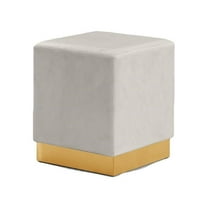 Maklaine Modern 17.5''H x 14.5''W x 14.5''D Contemporary Ottoman/Stool in Cream