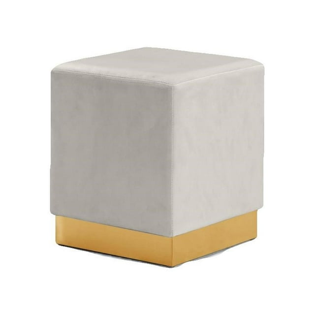 Meridian Furniture Jax Contemporary Velvet Ottoman/Stool in Cream