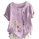 thumbnail image 1 of Camiseta Casual de Manga Corta con Botón de Cuello Redondo de las Mujeres, Tops Cortos para las Mujeres, 1 of 4
