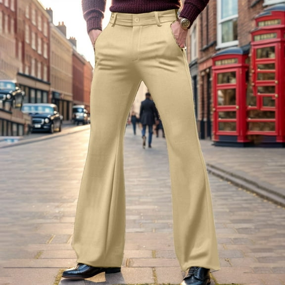 Male Dress Pants Pants Flared Pants Trousers Casual Pants Pocket Plain Comfort Business Daily Holiday Fashion Modern Pant