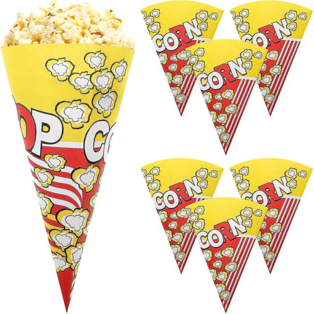 100 Pcs Popcorn Paper Bags With Tapered Tips Cone-shaped Treats Bags For Popcorn Candy Kr