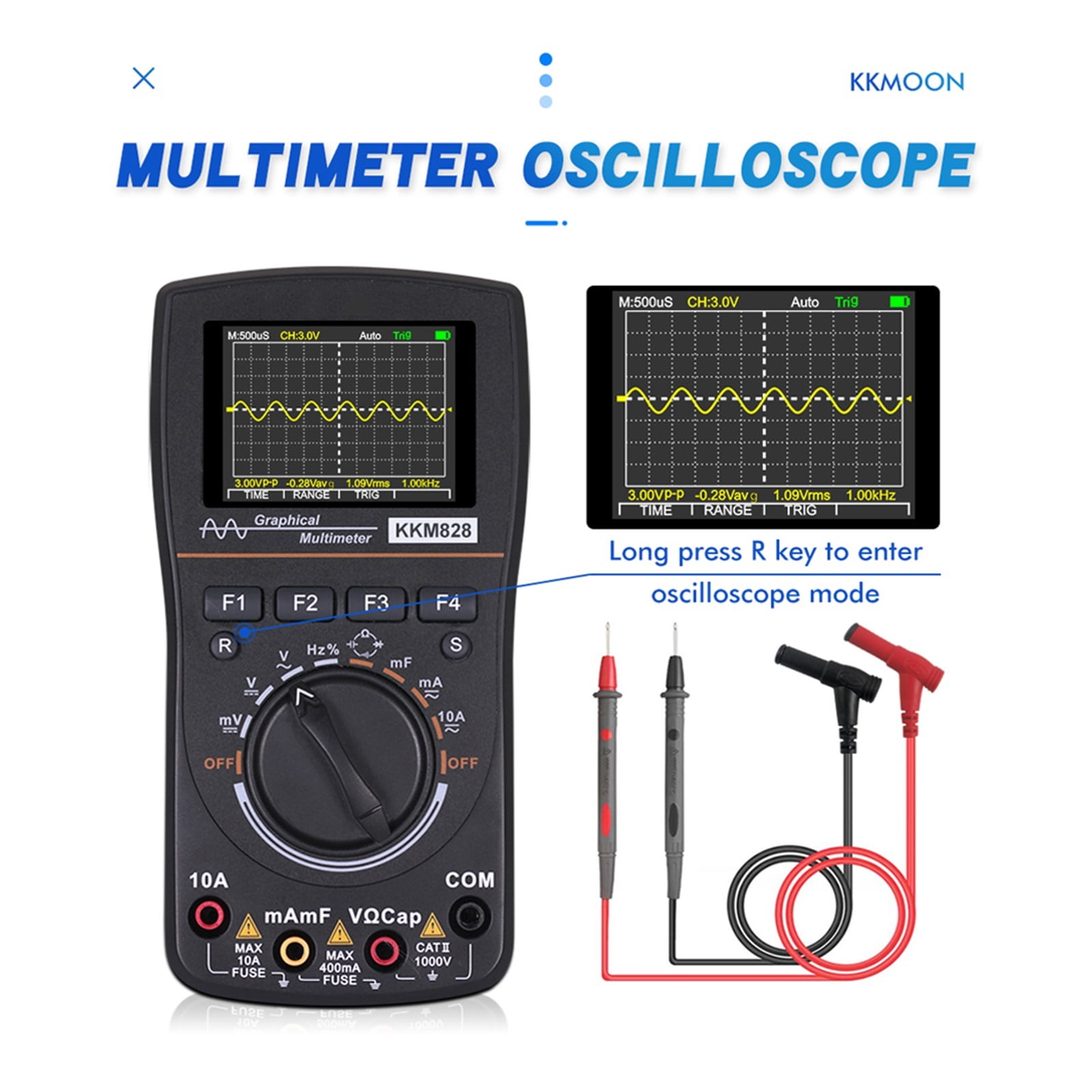 Multimeter Digital Storage 2-in-1 Digital Oscilloscope OSC 6000 Counts True RMS Multimeter