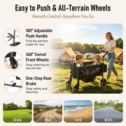 TouHeart 2 Seater Wagon Stroller with Canopy, Folding Stroller Wagon for Kids, 220 lbs Capacity,Black