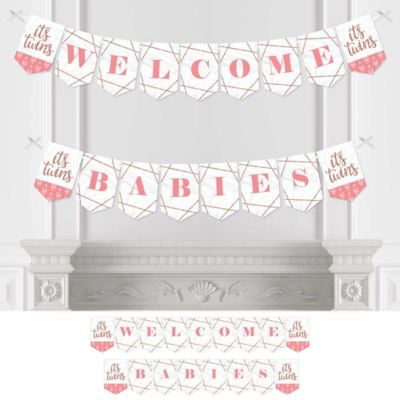 Big Dot of Happiness It/’s Twin Boys/  Blue Twins Baby Shower Decorations Party Banner