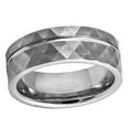 thumbnail image 3 of 8MM Men's Tungsten Ring Hammered Finish Pipe Cut Faceted Tungsten Carbide Wedding Band Anniversary Ring Engagement Band - #856s12.5, 3 of 3