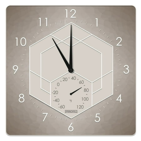 Springfield 12" Poly Resin Clock with Thermometer