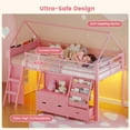 thumbnail image 3 of Afuhokles Low Loft Bed Twin Size with Bookshelf, LED Loft Bed with 3 Drawers, Pink, 3 of 8