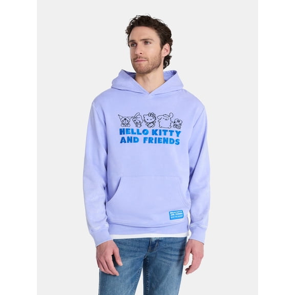 Sanrio, Men's & Big Men's Graphic Hoodie with Overshoulder Print, Hello Kitty, Sizes XS-5XL