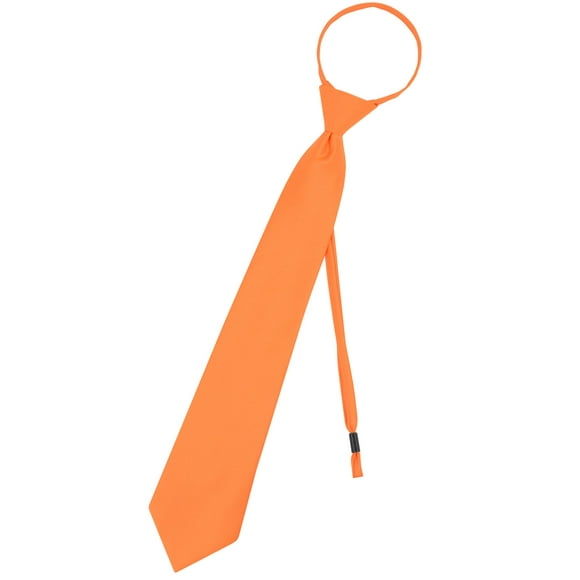 Vesuvio Napoli Pretied Men'S Necktie Solid Orange Color Mens Zipper Neck Tie 3 In