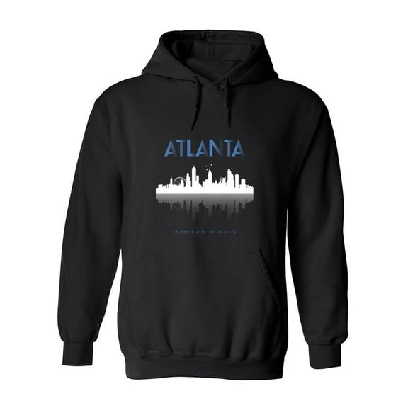 Atlanta City White Outline Hoodie Men -Image by Shutterstock, Male Small