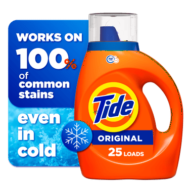Tide Liquid Laundry Detergent, Original, 25 Loads, 34 fl oz, HE Compatible pack of 2