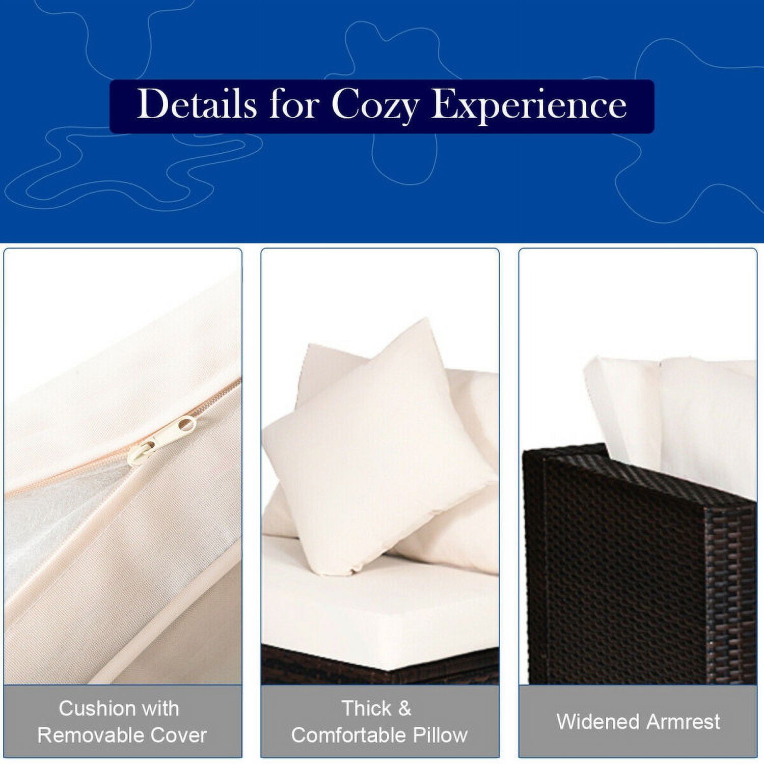 Aimee Lii 4 Pcs Ottoman Garden Deck Patio Rattan Wicker Furniture Set Cushioned Sofa, Outdoor Deck Furniture, White Aimee Lii 4 Pcs Ottoman Garden Deck Patio Rattan Wicker Furniture Set Cushioned Sofa, Outdoor Deck Furniture, White