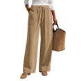 thumbnail image 2 of Stralyhd Women's Corduroy Pants High Waisted Casual Dressy Wide Leg Trousers Drawstring Loose Cozy Trendy Palazzo Pants Khaki S, 2 of 4