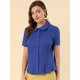thumbnail image 2 of INSPIRE CHIC Camisa De Manga Corta Suave Con Botones Y Cuello Peter Pan Dulce Para Mujer Azul marino XL, 2 of 6