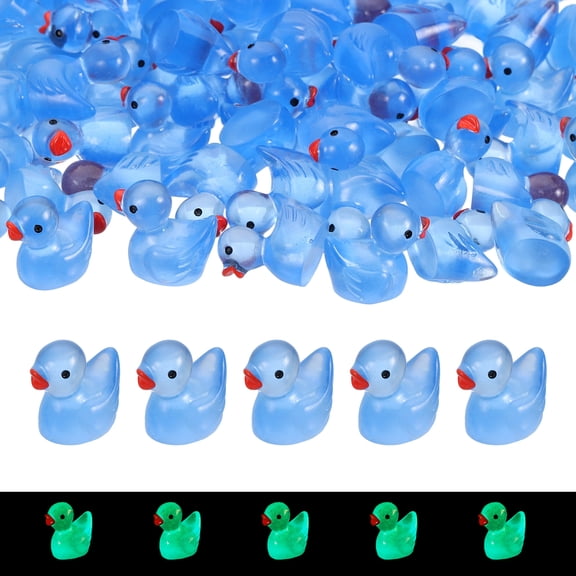 Luminous Mini Resin Ducks, Cute Glow in the Dark Tiny Ducks to Hide Miniature Figures Bulk Perfect for Dollhouse & Micro Fairy Garden & Landscape(Blue, 60pcs)