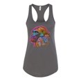 thumbnail image 3 of Colorful Neon Gorilla | Dean Russo Art Animal Lover Ladies Racerback Tank Top, Dark Grey, X-Large, 3 of 6
