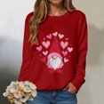 thumbnail image 2 of vigerkar Valentines Sweatshirt Women Gnomes Shirts Love Heart Sweater Crewneck Long Sleeve Pullover Tops (Red, XL), 2 of 9