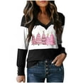 thumbnail image 2 of FDGIU Women's Christmas Long Sleeve T-Shirt - Lightweight Christmas Tree Graphic Top, Snowflake Sequined Blouse, Xmas Vacation Casual Sweatshirt, 2 of 3