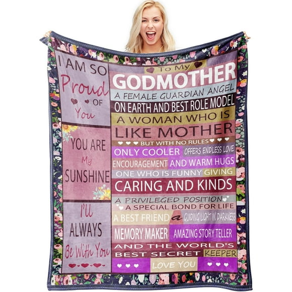 XZYG Godmother Gifts from Godchild Godmother Birthday Gift God Mother Gifts for Women Christian Gifts for Godmother from Goddaughter or Godson Baptism Gifts Throw Blankets(30*40inch)