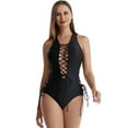 thumbnail image 2 of KYAIGUO Women One Piece Bathing Suit Ruched Tummy Swimsuits Suit Solid Swimwear Plus, 2 of 8